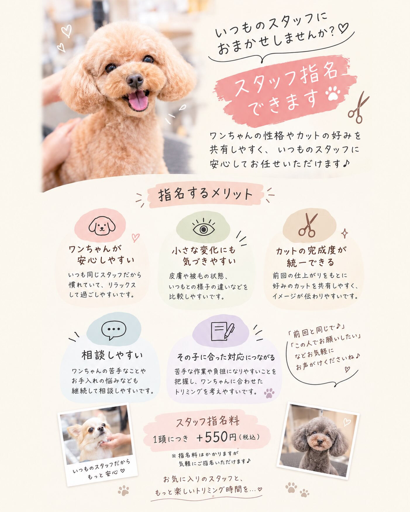 🐶♡ スタッフ指名についてのお知らせ ♡🐶